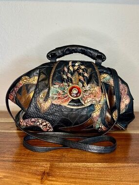 Vintage 80's NAS by Alentino Patchwork Leather Handbag